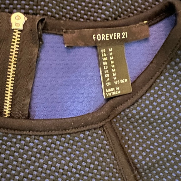 Forever 21 Royal Blue & Black Microdot Print Sleeveless Dress sz M - Picture 2 of 11